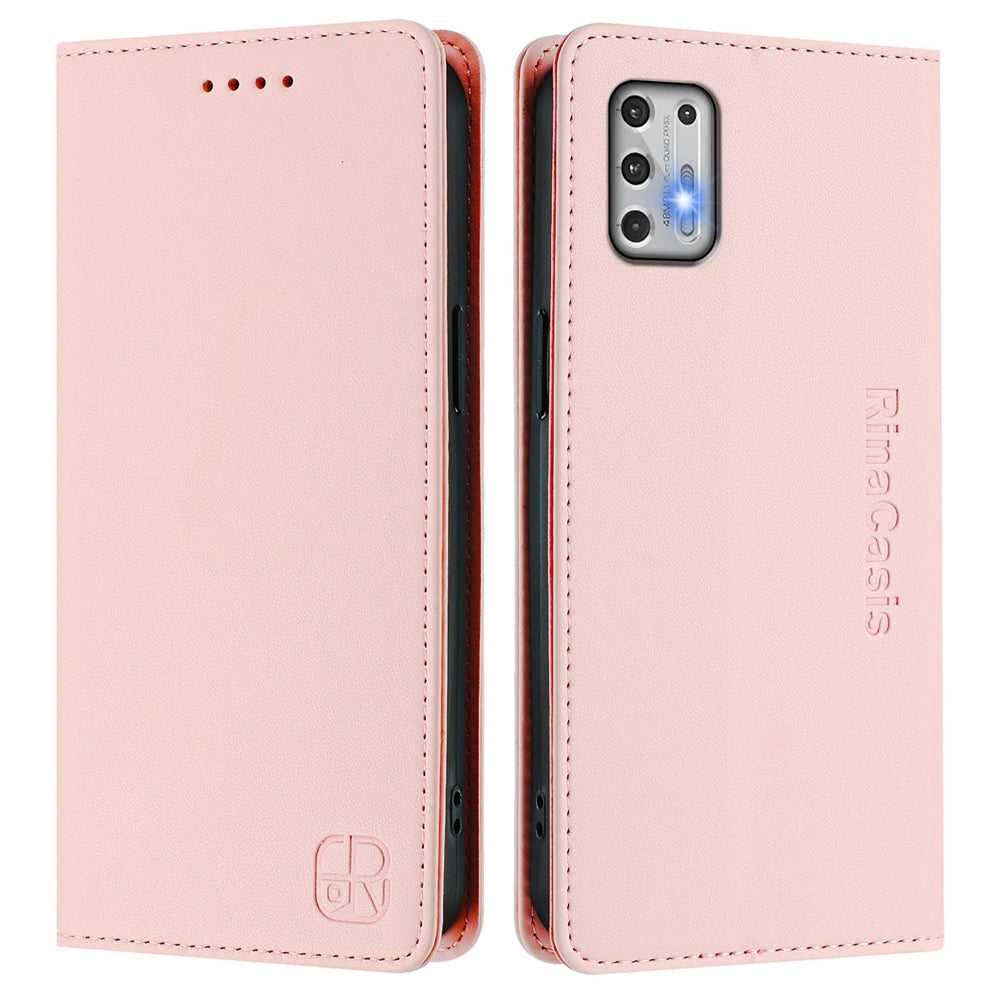 Motorola Moto G Stylus 4G 2021 Dual-Folded Magnetic Suction RFID Blocking PU Leather Wallet Phone Case with Card Slots, Cash Pocket, Kickstand, Full Protective Flip Cover