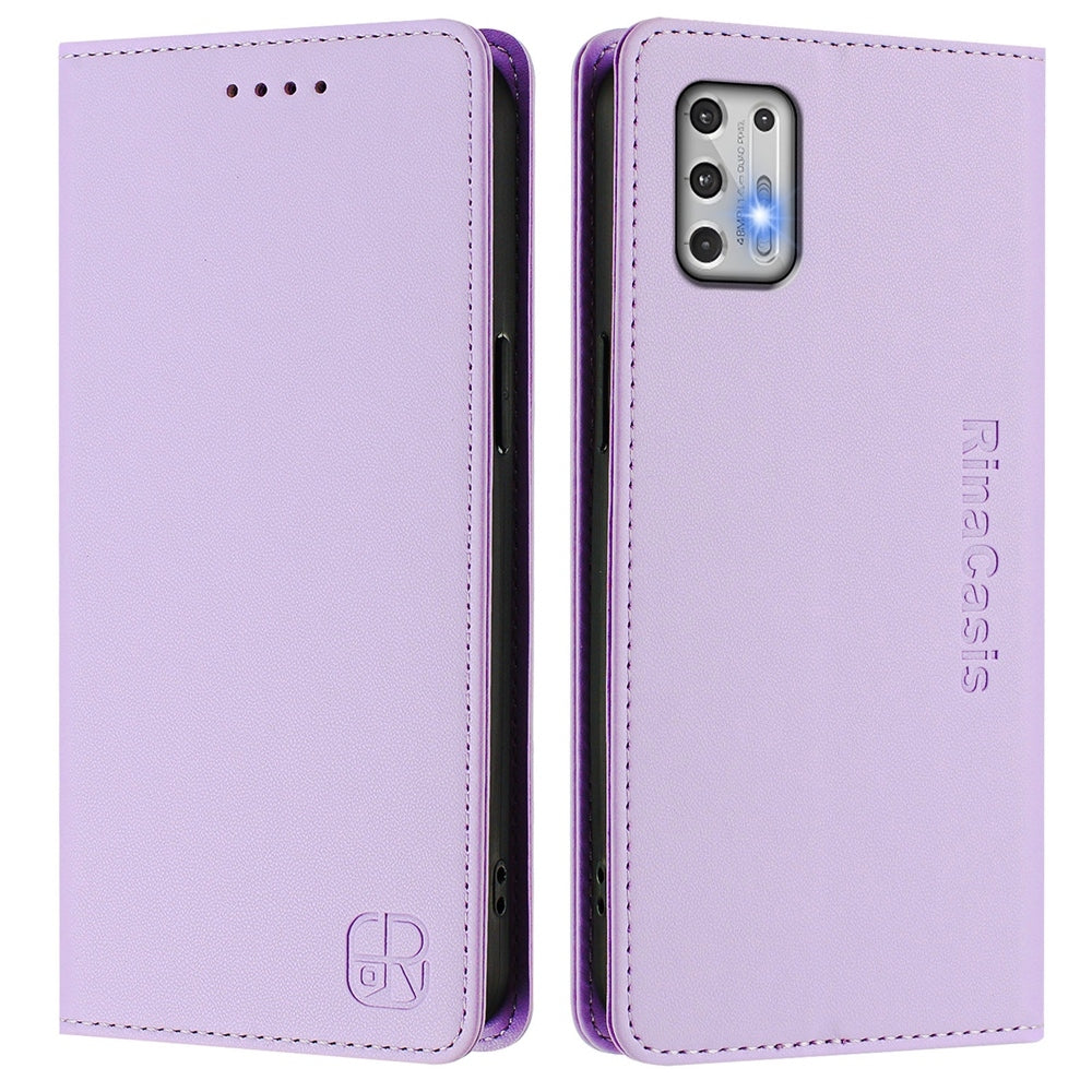Motorola Moto G Stylus 4G 2021 Dual-Folded Magnetic Suction RFID Blocking PU Leather Wallet Phone Case with Card Slots, Cash Pocket, Kickstand, Full Protective Flip Cover