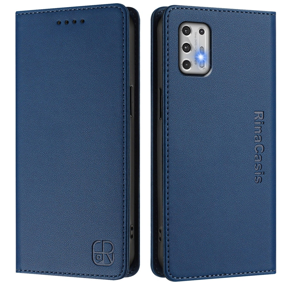 Motorola Moto G Stylus 4G 2021 Dual-Folded Magnetic Suction RFID Blocking PU Leather Wallet Phone Case with Card Slots, Cash Pocket, Kickstand, Full Protective Flip Cover