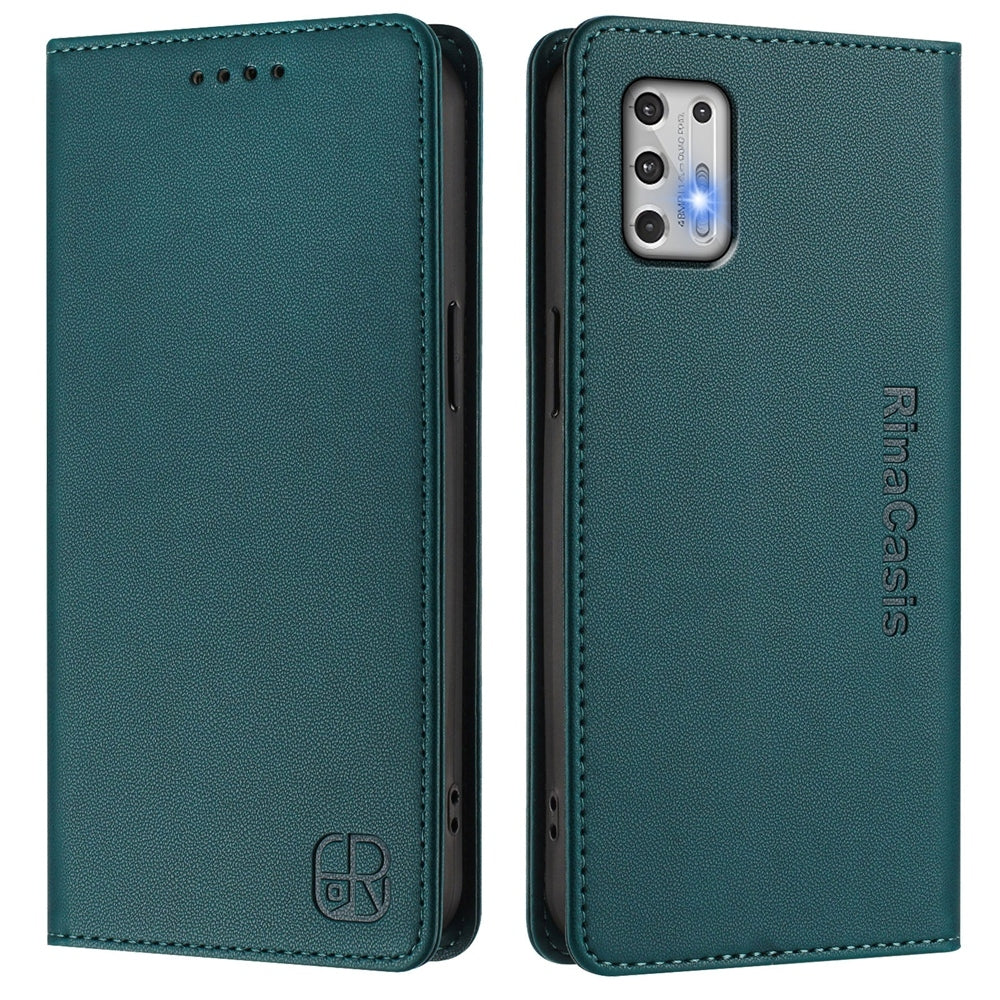 Motorola Moto G Stylus 4G 2021 Dual-Folded Magnetic Suction RFID Blocking PU Leather Wallet Phone Case with Card Slots, Cash Pocket, Kickstand, Full Protective Flip Cover