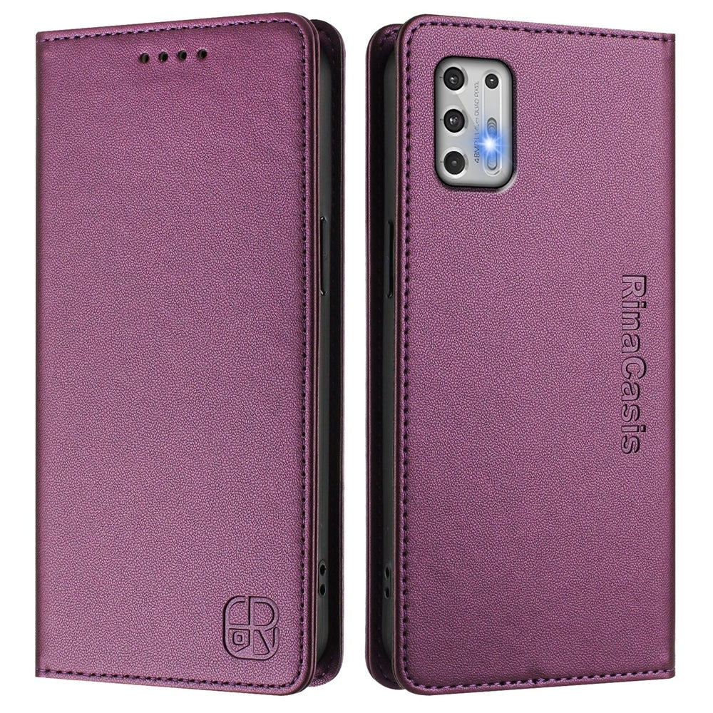 Motorola Moto G Stylus 4G 2021 Dual-Folded Magnetic Suction RFID Blocking PU Leather Wallet Phone Case with Card Slots, Cash Pocket, Kickstand, Full Protective Flip Cover