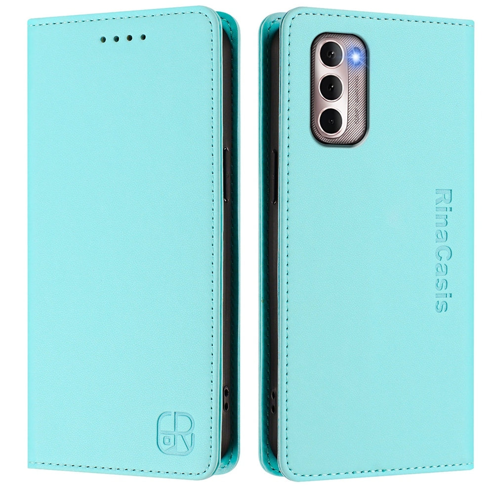 Motorola Moto G Stylus 4G 2022 Dual-Folded Magnetic Suction RFID Blocking PU Leather Wallet Phone Case with Card Slots, Cash Pocket, Kickstand, Full Protective Flip Cover