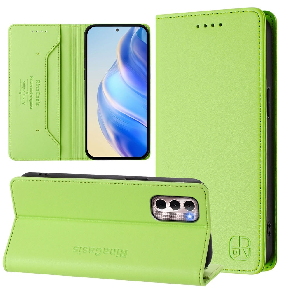 Motorola Moto G Stylus 4G 2022 Dual-Folded Magnetic Suction RFID Blocking PU Leather Wallet Phone Case with Card Slots, Cash Pocket, Kickstand, Full Protective Flip Cover
