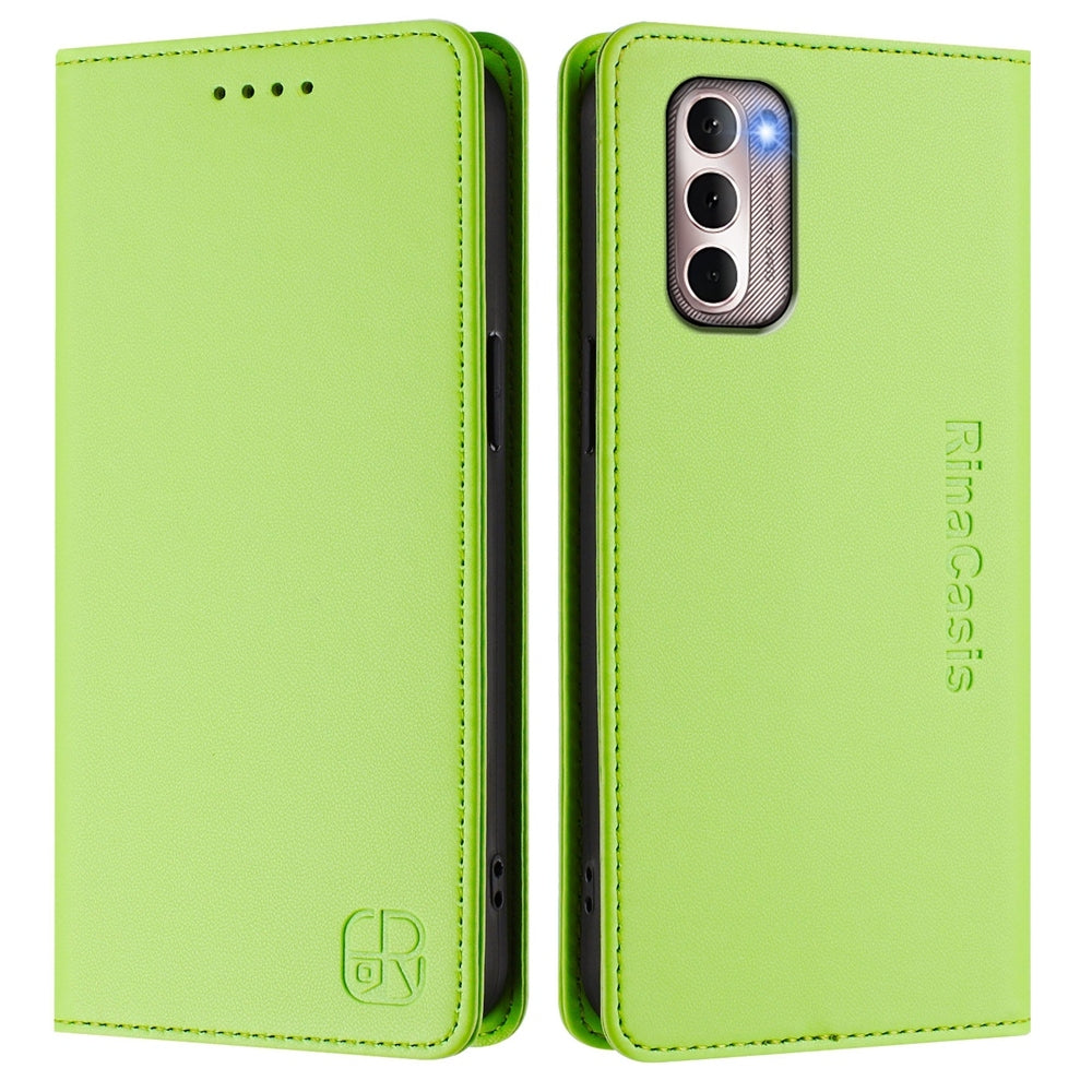 Motorola Moto G Stylus 4G 2022 Dual-Folded Magnetic Suction RFID Blocking PU Leather Wallet Phone Case with Card Slots, Cash Pocket, Kickstand, Full Protective Flip Cover