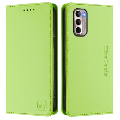 Motorola Moto G Stylus 4G 2022 Dual-Folded Magnetic Suction RFID Blocking PU Leather Wallet Phone Case with Card Slots, Cash Pocket, Kickstand, Full Protective Flip Cover