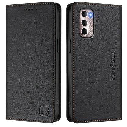 Motorola Moto G Stylus 4G 2022 Dual-Folded Magnetic Suction RFID Blocking PU Leather Wallet Phone Case with Card Slots, Cash Pocket, Kickstand, Full Protective Flip Cover