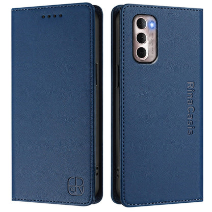 Motorola Moto G Stylus 4G 2022 Dual-Folded Magnetic Suction RFID Blocking PU Leather Wallet Phone Case with Card Slots, Cash Pocket, Kickstand, Full Protective Flip Cover