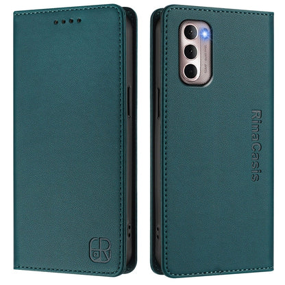 Motorola Moto G Stylus 4G 2022 Dual-Folded Magnetic Suction RFID Blocking PU Leather Wallet Phone Case with Card Slots, Cash Pocket, Kickstand, Full Protective Flip Cover