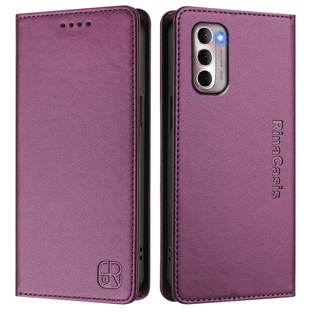 Motorola Moto G Stylus 4G 2022 Dual-Folded Magnetic Suction RFID Blocking PU Leather Wallet Phone Case with Card Slots, Cash Pocket, Kickstand, Full Protective Flip Cover
