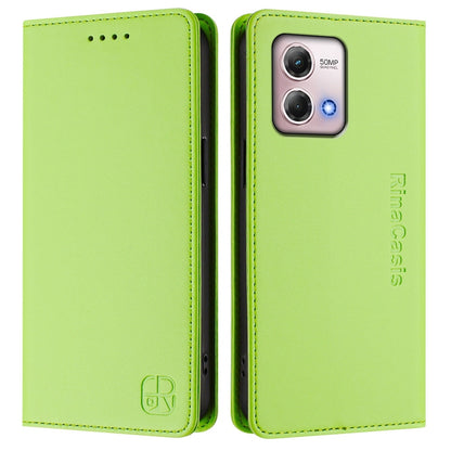 Motorola Moto G Stylus 4G 2023 Dual-Folded Magnetic Suction RFID Blocking PU Leather Wallet Phone Case with Card Slots, Cash Pocket, Kickstand, Full Protective Flip Cover