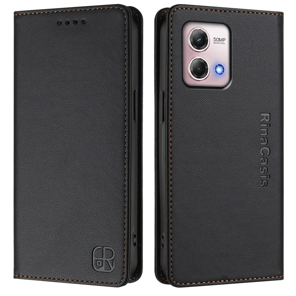 Motorola Moto G Stylus 4G 2023 Dual-Folded Magnetic Suction RFID Blocking PU Leather Wallet Phone Case with Card Slots, Cash Pocket, Kickstand, Full Protective Flip Cover