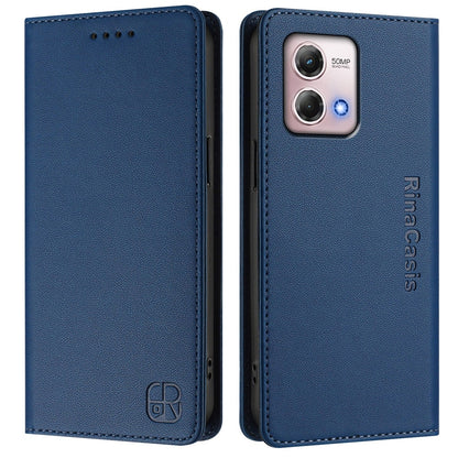 Motorola Moto G Stylus 4G 2023 Dual-Folded Magnetic Suction RFID Blocking PU Leather Wallet Phone Case with Card Slots, Cash Pocket, Kickstand, Full Protective Flip Cover
