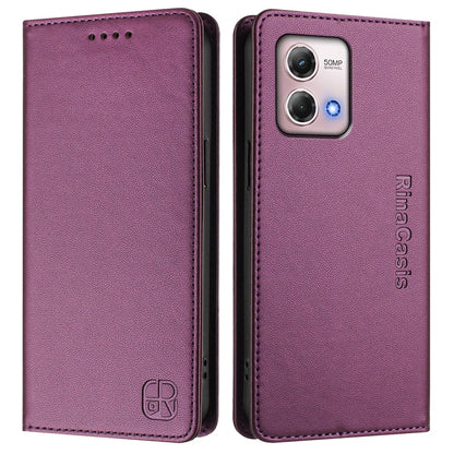 Motorola Moto G Stylus 4G 2023 Dual-Folded Magnetic Suction RFID Blocking PU Leather Wallet Phone Case with Card Slots, Cash Pocket, Kickstand, Full Protective Flip Cover