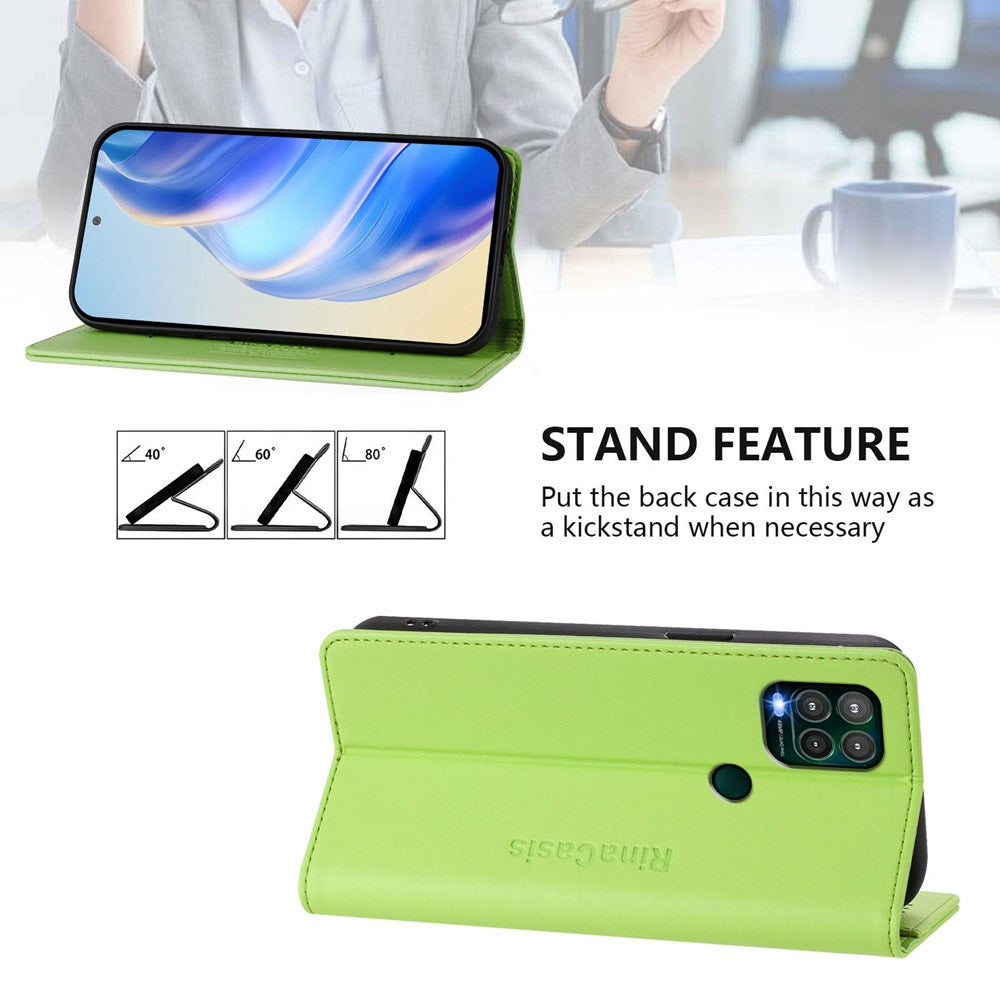 Motorola Moto G Stylus 5G 2021 Dual-Folded Magnetic Suction RFID Blocking PU Leather Wallet Phone Case with Card Slots, Cash Pocket, Kickstand, Full Protective Flip Cover