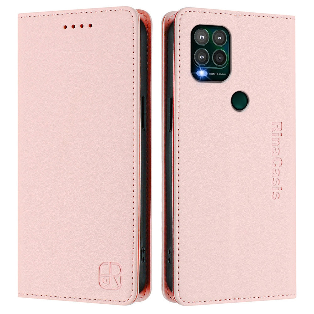 Motorola Moto G Stylus 5G 2021 Dual-Folded Magnetic Suction RFID Blocking PU Leather Wallet Phone Case with Card Slots, Cash Pocket, Kickstand, Full Protective Flip Cover