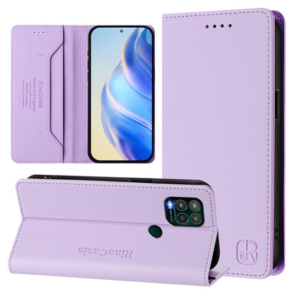 Motorola Moto G Stylus 5G 2021 Dual-Folded Magnetic Suction RFID Blocking PU Leather Wallet Phone Case with Card Slots, Cash Pocket, Kickstand, Full Protective Flip Cover