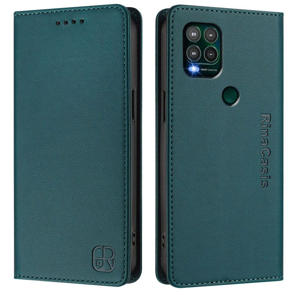 Motorola Moto G Stylus 5G 2021 Dual-Folded Magnetic Suction RFID Blocking PU Leather Wallet Phone Case with Card Slots, Cash Pocket, Kickstand, Full Protective Flip Cover