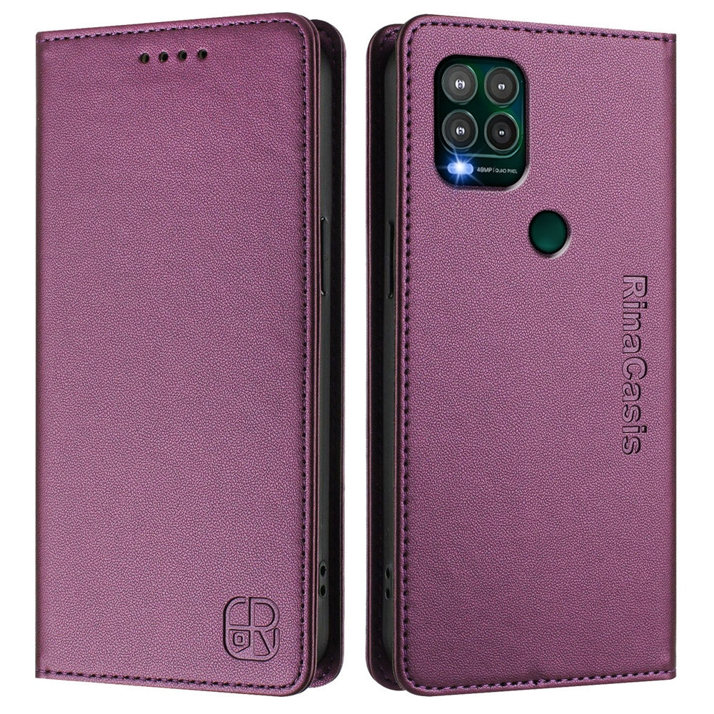 Motorola Moto G Stylus 5G 2021 Dual-Folded Magnetic Suction RFID Blocking PU Leather Wallet Phone Case with Card Slots, Cash Pocket, Kickstand, Full Protective Flip Cover