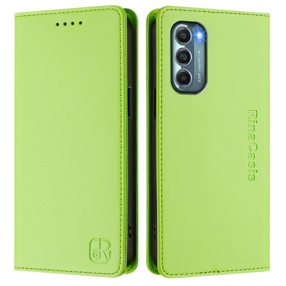 Motorola Moto G Stylus 5G 2022 Dual-Folded Magnetic Suction RFID Blocking PU Leather Wallet Phone Case with Card Slots, Cash Pocket, Kickstand, Full Protective Flip Cover