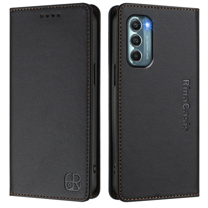 Motorola Moto G Stylus 5G 2022 Dual-Folded Magnetic Suction RFID Blocking PU Leather Wallet Phone Case with Card Slots, Cash Pocket, Kickstand, Full Protective Flip Cover