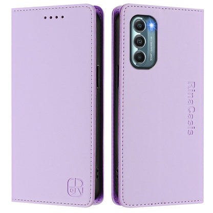 Motorola Moto G Stylus 5G 2022 Dual-Folded Magnetic Suction RFID Blocking PU Leather Wallet Phone Case with Card Slots, Cash Pocket, Kickstand, Full Protective Flip Cover