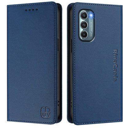 Motorola Moto G Stylus 5G 2022 Dual-Folded Magnetic Suction RFID Blocking PU Leather Wallet Phone Case with Card Slots, Cash Pocket, Kickstand, Full Protective Flip Cover
