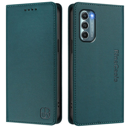 Motorola Moto G Stylus 5G 2022 Dual-Folded Magnetic Suction RFID Blocking PU Leather Wallet Phone Case with Card Slots, Cash Pocket, Kickstand, Full Protective Flip Cover