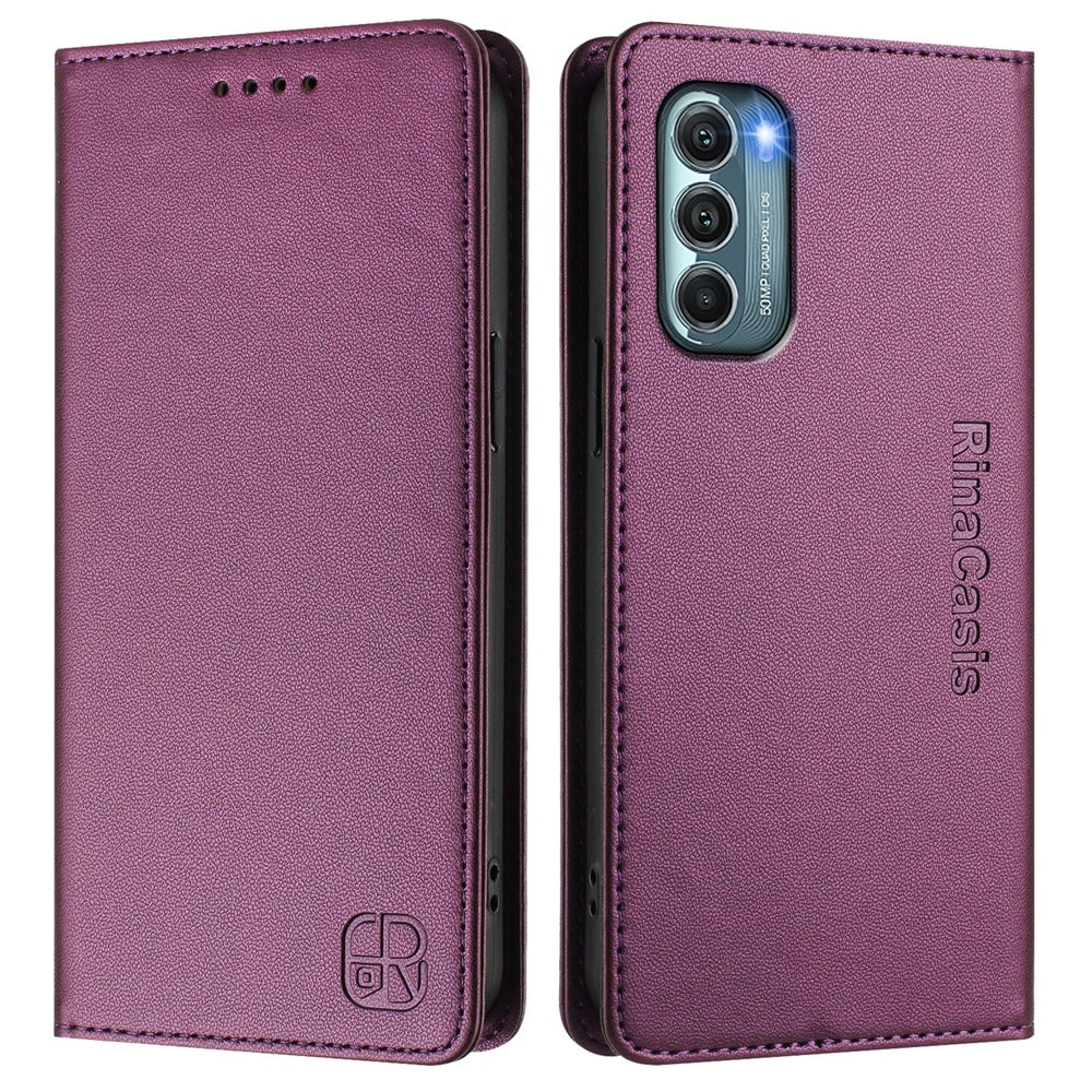 Motorola Moto G Stylus 5G 2022 Dual-Folded Magnetic Suction RFID Blocking PU Leather Wallet Phone Case with Card Slots, Cash Pocket, Kickstand, Full Protective Flip Cover