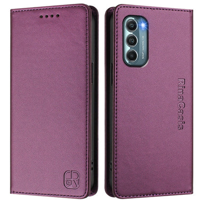 Motorola Moto G Stylus 5G 2022 Dual-Folded Magnetic Suction RFID Blocking PU Leather Wallet Phone Case with Card Slots, Cash Pocket, Kickstand, Full Protective Flip Cover