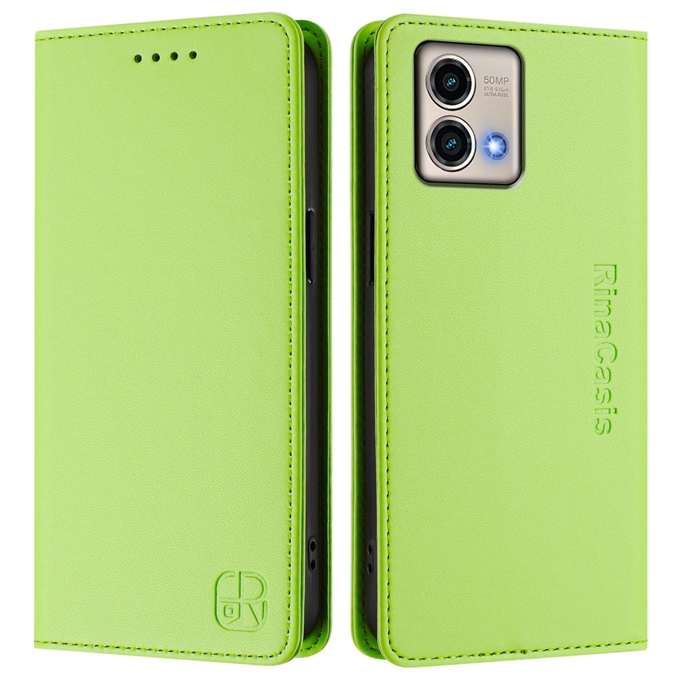 Motorola Moto G Stylus 5G 2023 Dual-Folded Magnetic Suction RFID Blocking PU Leather Wallet Phone Case with Card Slots, Cash Pocket, Kickstand, Full Protective Flip Cover