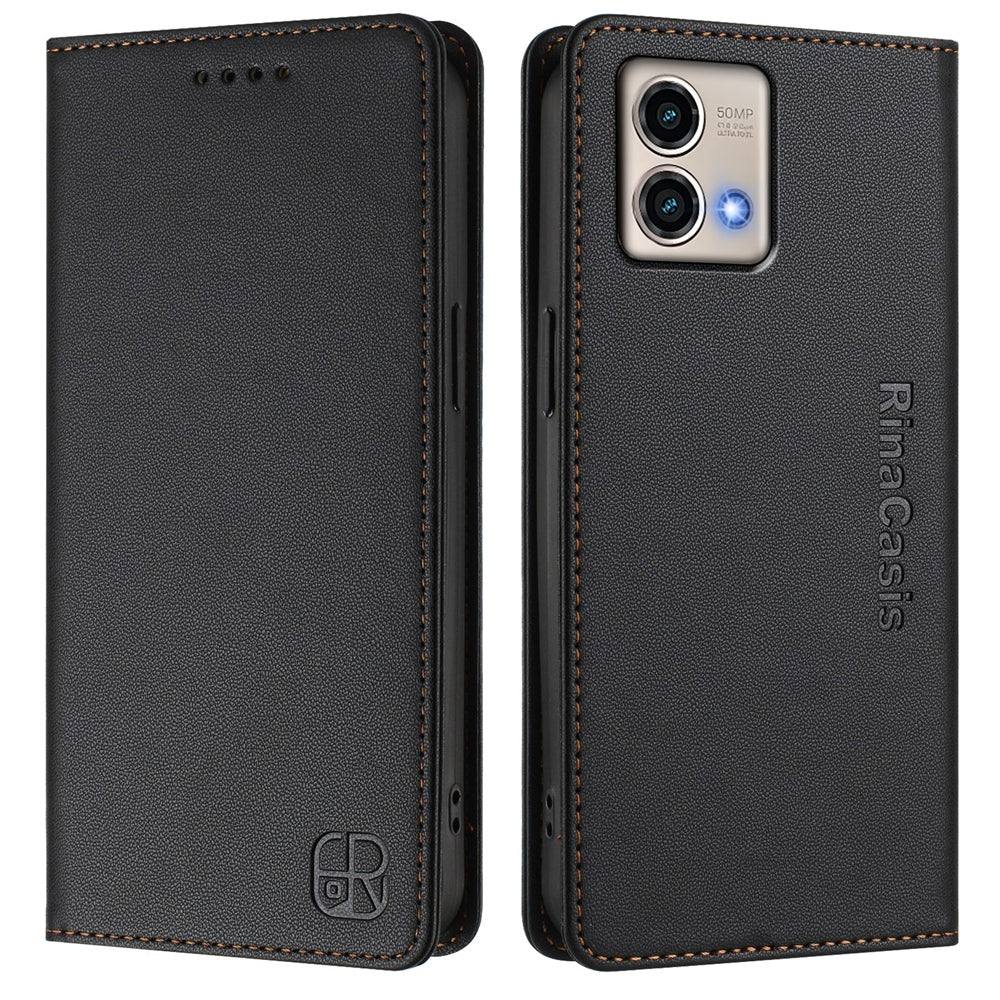 Motorola Moto G Stylus 5G 2023 Dual-Folded Magnetic Suction RFID Blocking PU Leather Wallet Phone Case with Card Slots, Cash Pocket, Kickstand, Full Protective Flip Cover