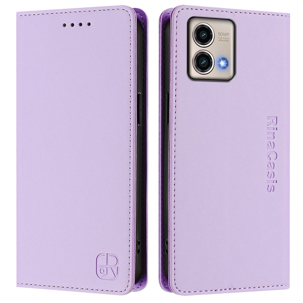 Motorola Moto G Stylus 5G 2023 Dual-Folded Magnetic Suction RFID Blocking PU Leather Wallet Phone Case with Card Slots, Cash Pocket, Kickstand, Full Protective Flip Cover