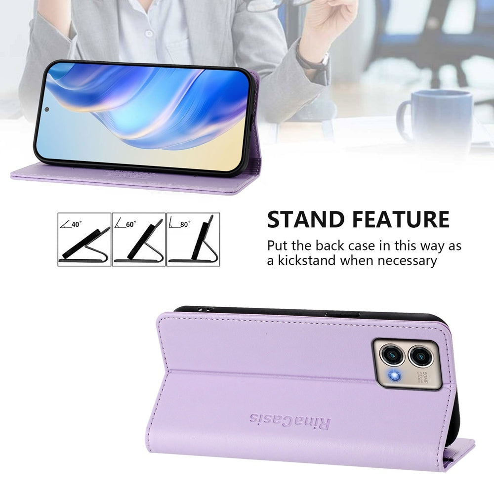 Motorola Moto G Stylus 5G 2023 Dual-Folded Magnetic Suction RFID Blocking PU Leather Wallet Phone Case with Card Slots, Cash Pocket, Kickstand, Full Protective Flip Cover
