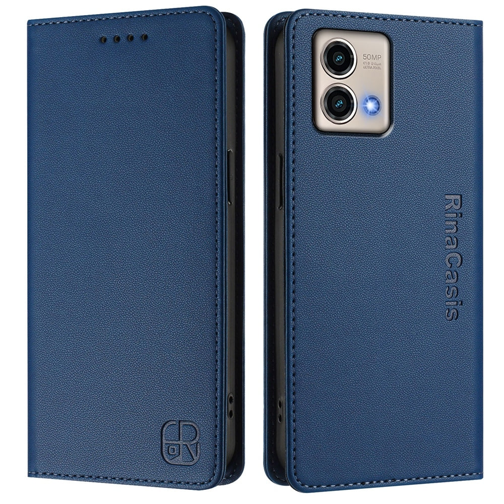 Motorola Moto G Stylus 5G 2023 Dual-Folded Magnetic Suction RFID Blocking PU Leather Wallet Phone Case with Card Slots, Cash Pocket, Kickstand, Full Protective Flip Cover