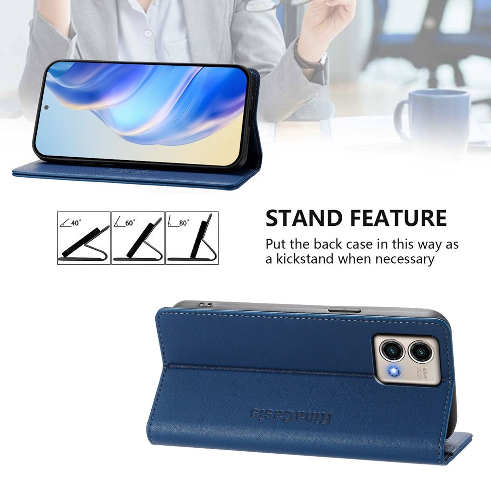 Motorola Moto G Stylus 5G 2023 Dual-Folded Magnetic Suction RFID Blocking PU Leather Wallet Phone Case with Card Slots, Cash Pocket, Kickstand, Full Protective Flip Cover