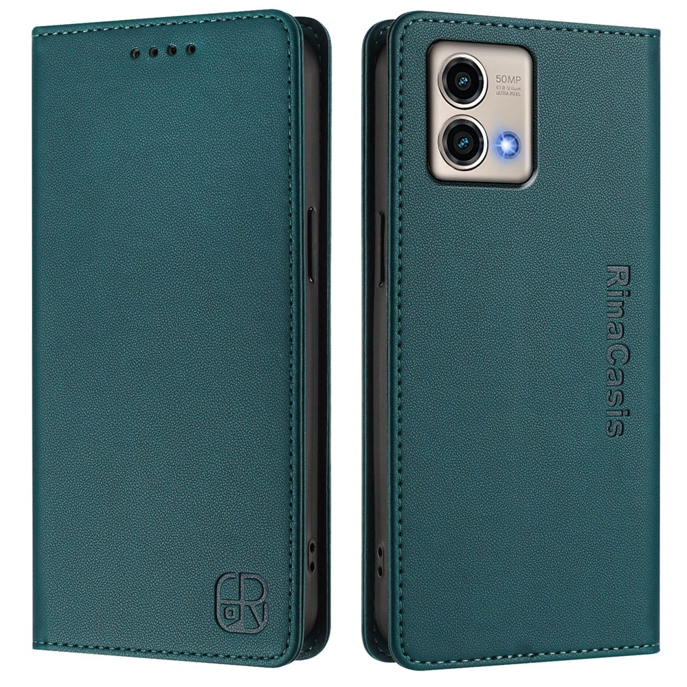 Motorola Moto G Stylus 5G 2023 Dual-Folded Magnetic Suction RFID Blocking PU Leather Wallet Phone Case with Card Slots, Cash Pocket, Kickstand, Full Protective Flip Cover