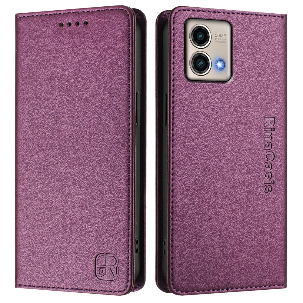 Motorola Moto G Stylus 5G 2023 Dual-Folded Magnetic Suction RFID Blocking PU Leather Wallet Phone Case with Card Slots, Cash Pocket, Kickstand, Full Protective Flip Cover