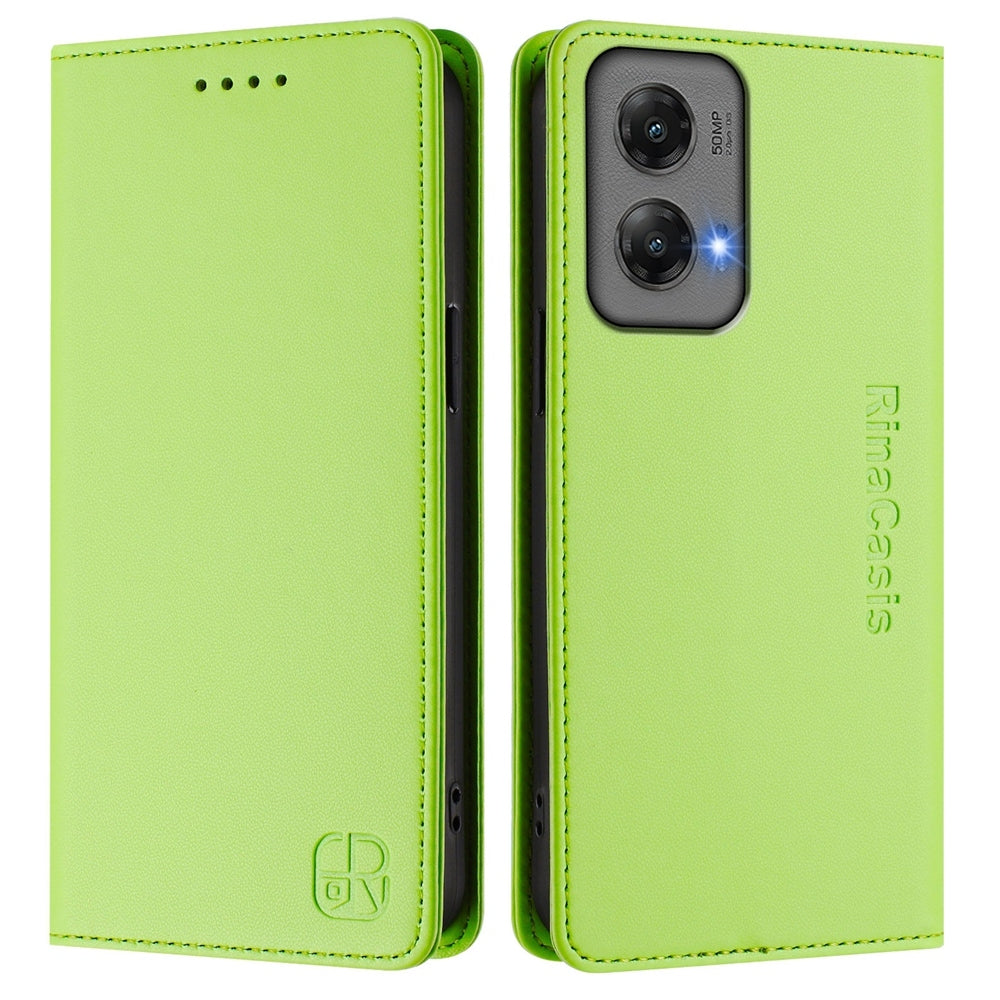 Motorola Moto G Stylus 5G 2024 Dual-Folded Magnetic Suction RFID Blocking PU Leather Wallet Phone Case with Card Slots, Cash Pocket, Kickstand, Full Protective Flip Cover