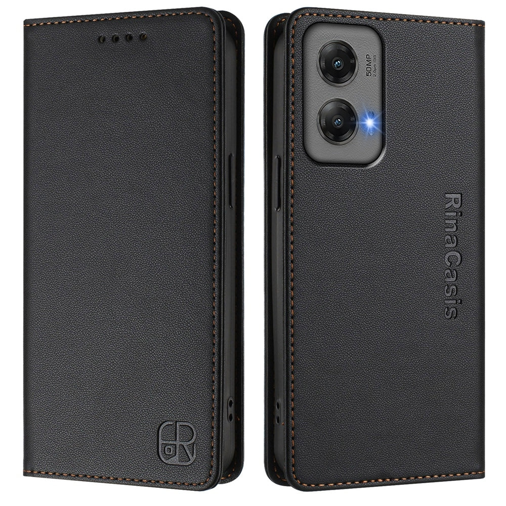Motorola Moto G Stylus 5G 2024 Dual-Folded Magnetic Suction RFID Blocking PU Leather Wallet Phone Case with Card Slots, Cash Pocket, Kickstand, Full Protective Flip Cover