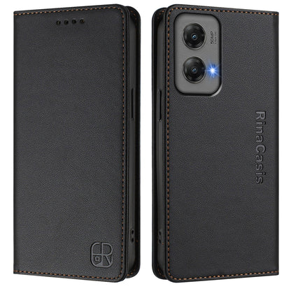 Motorola Moto G Stylus 5G 2024 Dual-Folded Magnetic Suction RFID Blocking PU Leather Wallet Phone Case with Card Slots, Cash Pocket, Kickstand, Full Protective Flip Cover