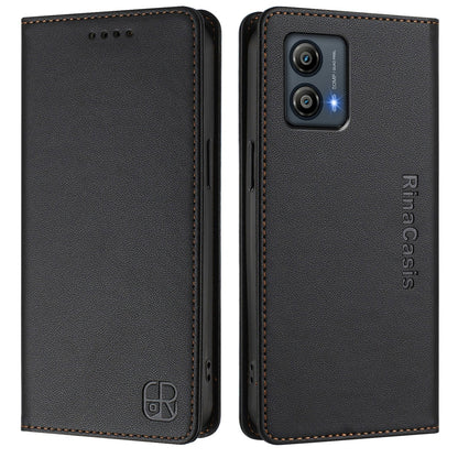 Motorola Moto G23 Dual-Folded Magnetic Suction RFID Blocking PU Leather Wallet Phone Case with Card Slots, Cash Pocket, Kickstand, Full Protective Flip Cover