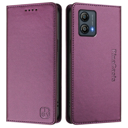 Motorola Moto G13 Dual-Folded Magnetic Suction RFID Blocking PU Leather Wallet Phone Case with Card Slots, Cash Pocket, Kickstand, Full Protective Flip Cover