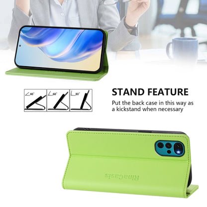 Motorola Moto G22 Dual-Folded Magnetic Suction RFID Blocking PU Leather Wallet Phone Case with Card Slots, Cash Pocket, Kickstand, Full Protective Flip Cover