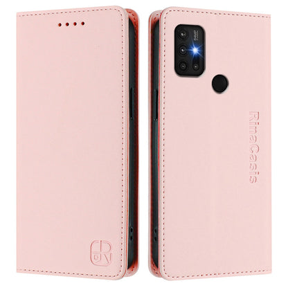 Motorola Moto G30 Dual-Folded Magnetic Suction RFID Blocking PU Leather Wallet Phone Case with Card Slots, Cash Pocket, Kickstand, Full Protective Flip Cover