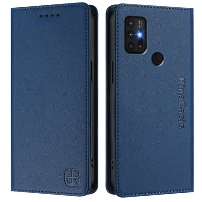Motorola Moto G30 Dual-Folded Magnetic Suction RFID Blocking PU Leather Wallet Phone Case with Card Slots, Cash Pocket, Kickstand, Full Protective Flip Cover