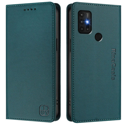Motorola Moto G10 Dual-Folded Magnetic Suction RFID Blocking PU Leather Wallet Phone Case with Card Slots, Cash Pocket, Kickstand, Full Protective Flip Cover