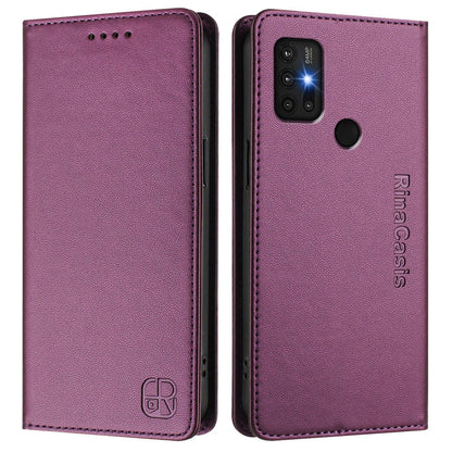Motorola Moto G30 Dual-Folded Magnetic Suction RFID Blocking PU Leather Wallet Phone Case with Card Slots, Cash Pocket, Kickstand, Full Protective Flip Cover
