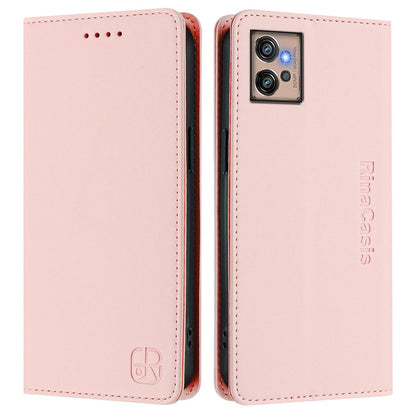 Motorola Moto G32 Dual-Folded Magnetic Suction RFID Blocking PU Leather Wallet Phone Case with Card Slots, Cash Pocket, Kickstand, Full Protective Flip Cover