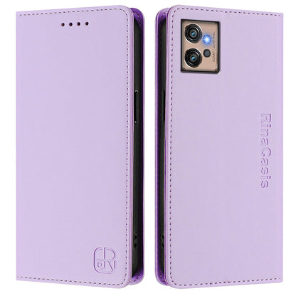 Motorola Moto G32 Dual-Folded Magnetic Suction RFID Blocking PU Leather Wallet Phone Case with Card Slots, Cash Pocket, Kickstand, Full Protective Flip Cover