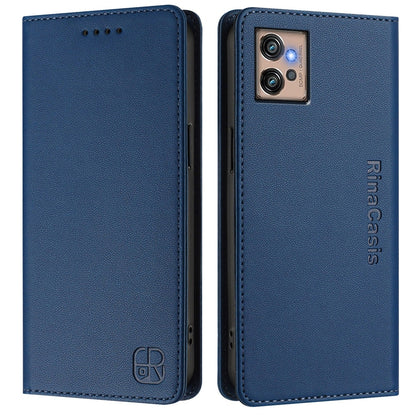 Motorola Moto G32 Dual-Folded Magnetic Suction RFID Blocking PU Leather Wallet Phone Case with Card Slots, Cash Pocket, Kickstand, Full Protective Flip Cover